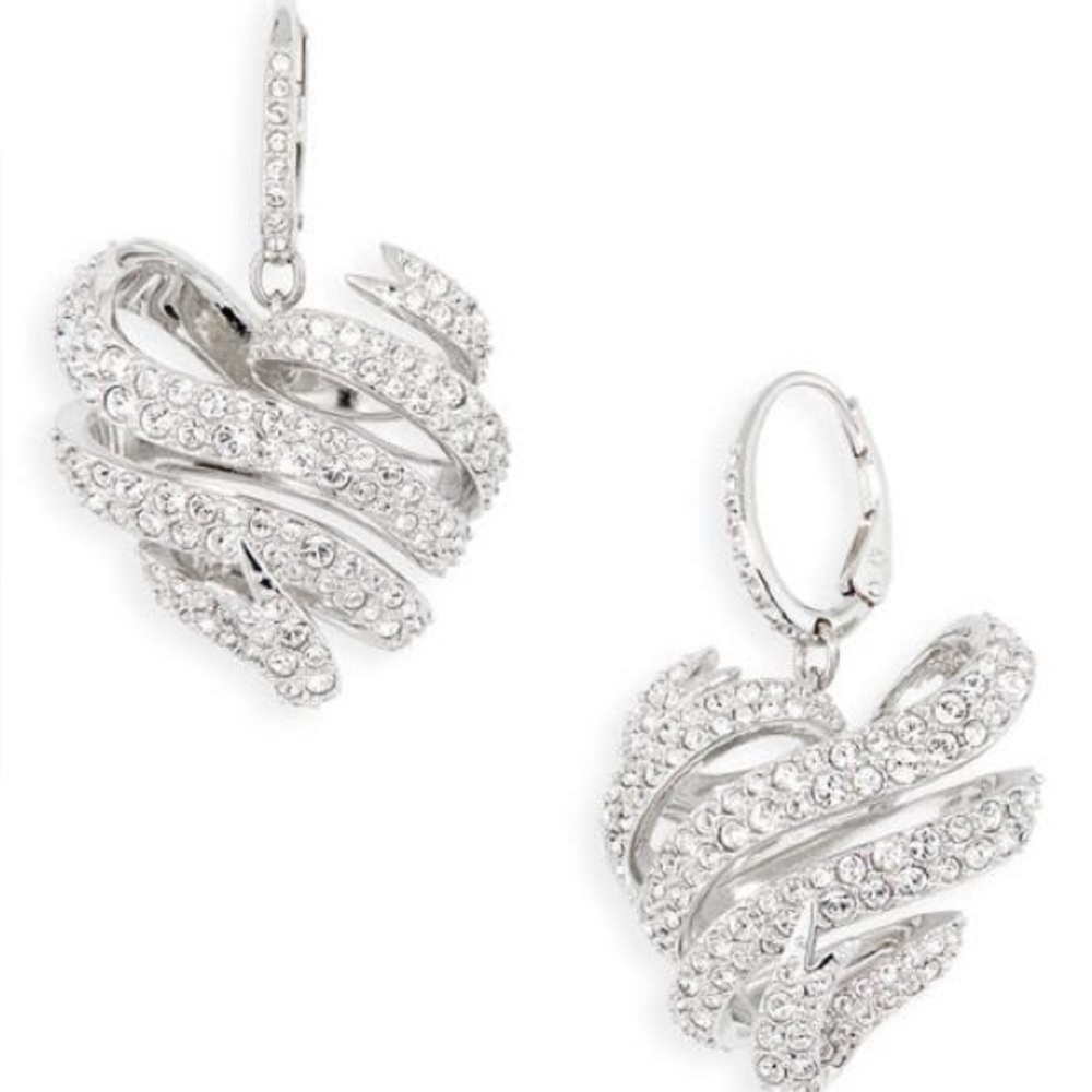 Swarovski Volta Pavé Crystal Ribbon Heart Drop Earrings